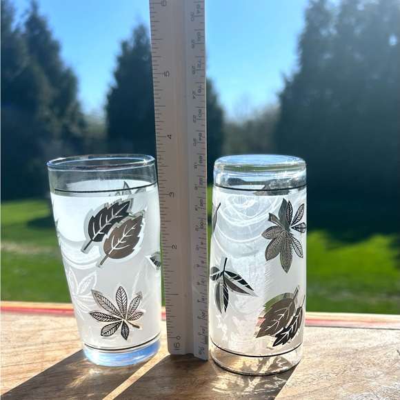 Vintage ‘60’s Libbey Silver Foliage Tumblers Glassware set of 6 - Picture 2 of 8